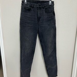 AE Stretch Curvy Mom Jeans - washed black.